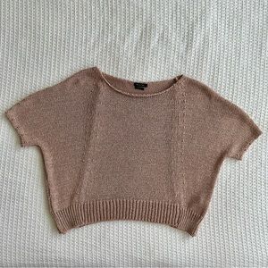 Massimo Dutti Cropped Scoop Neck Sweater in Blush Pink